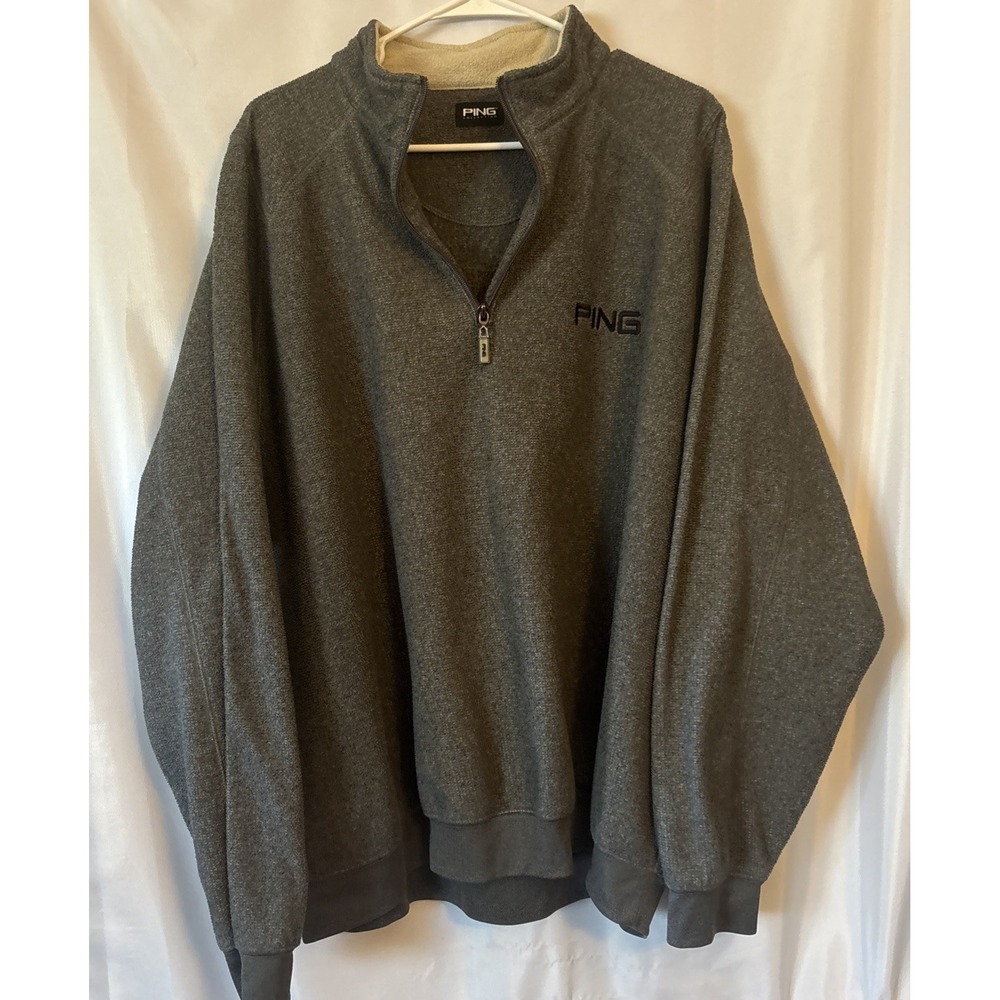 PING Collection Mens XL Gray Fleece 1/4 Zip Pullover Jacket Golf